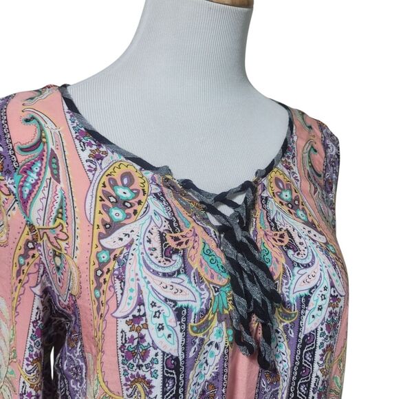 Aratta Silent Journey Bohemian Paisley Power Floral Embroidered Flowy Tunic Med - Picture 5 of 13